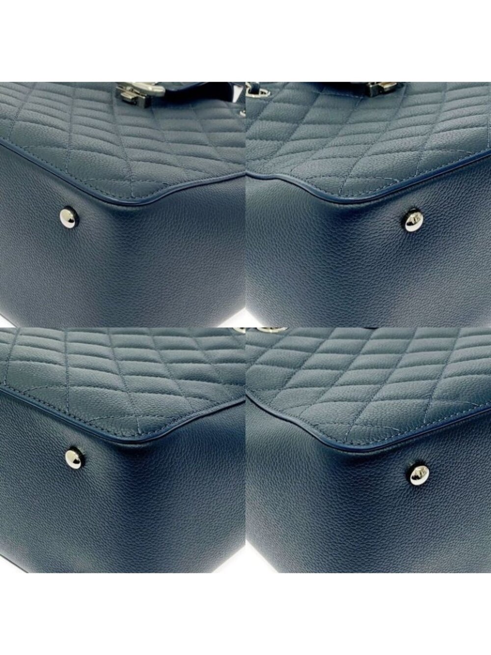 Chanel Quilted Caviar Leather Small Shopping Bag Navy Shoulder - Picture 6 of 11